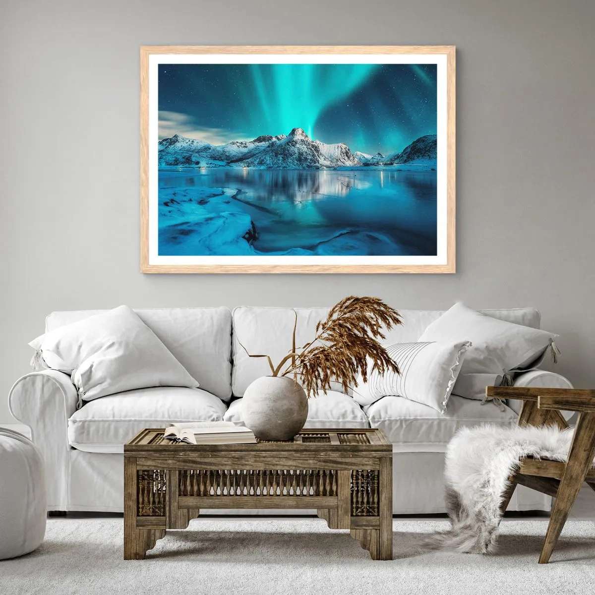 Poster in light oak frame - The Night of Light - 70x50 cm