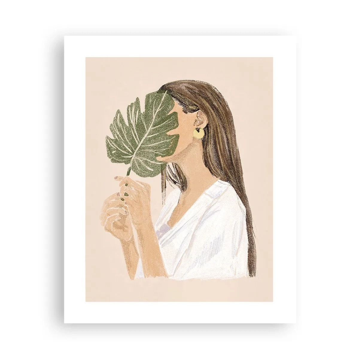 Poster - Mysterious Portrait with a Fan - 40x50 cm