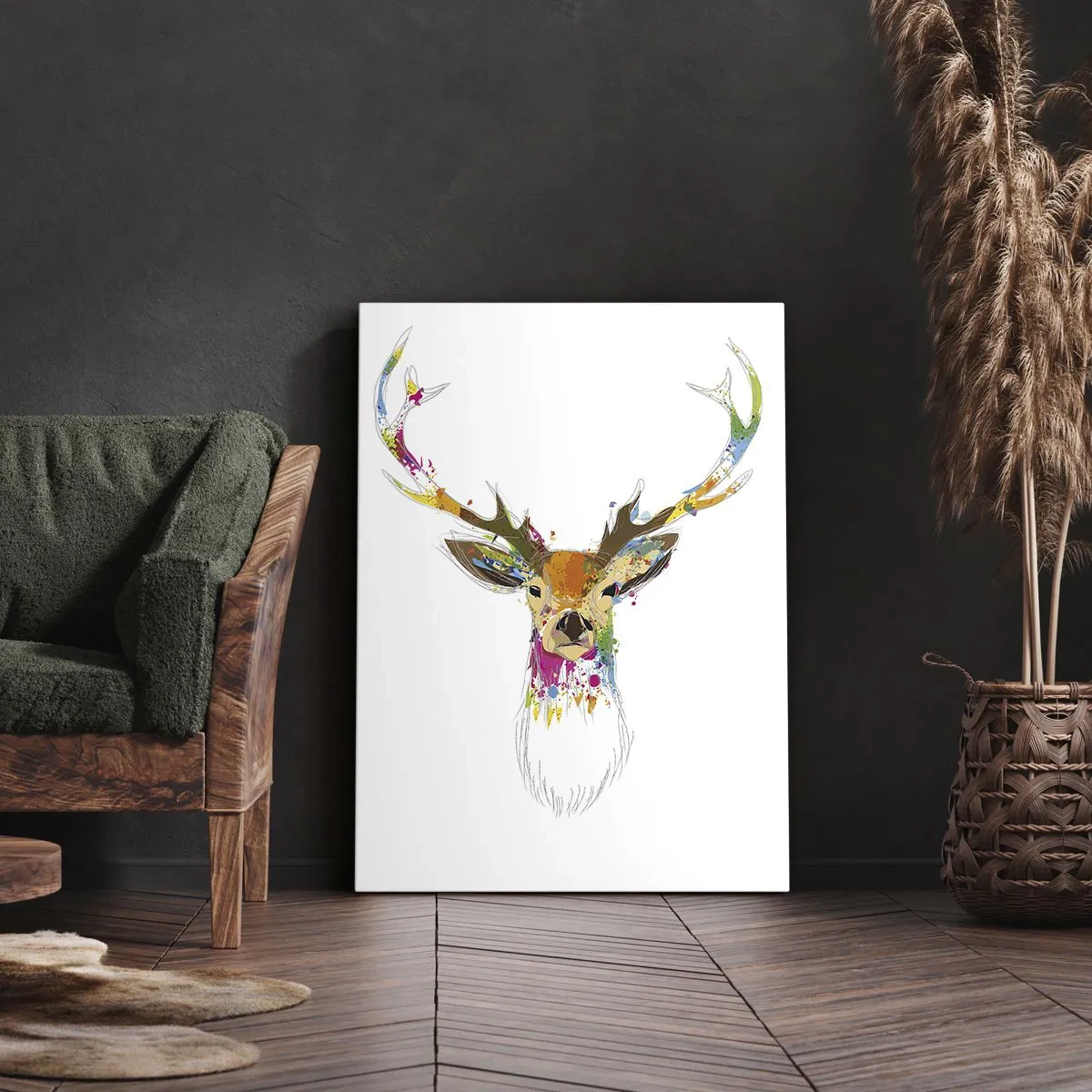 Canvas picture - Deer Bathed in Colour - 45x80 cm
