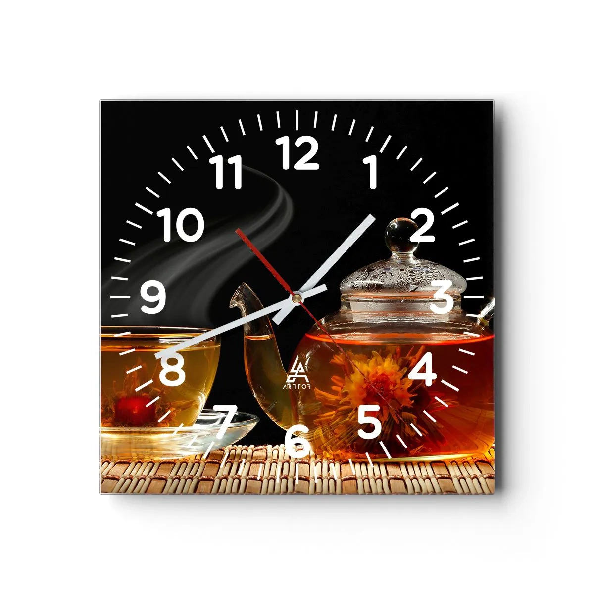 Wall clock - Clock on glass - Magic and Art of Tea Making - 30x30 cm