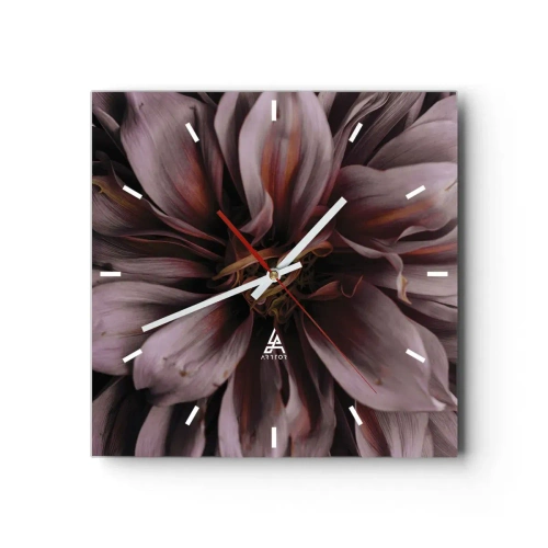 Wall clock - Clock on glass - Flowery Heart - 30x30 cm