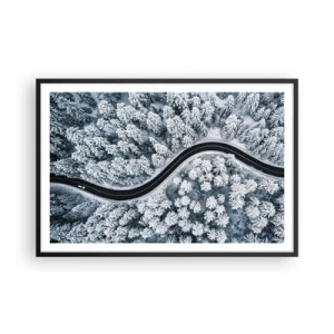 Poster in black frame - Through Wintery Forest - 91x61 cm