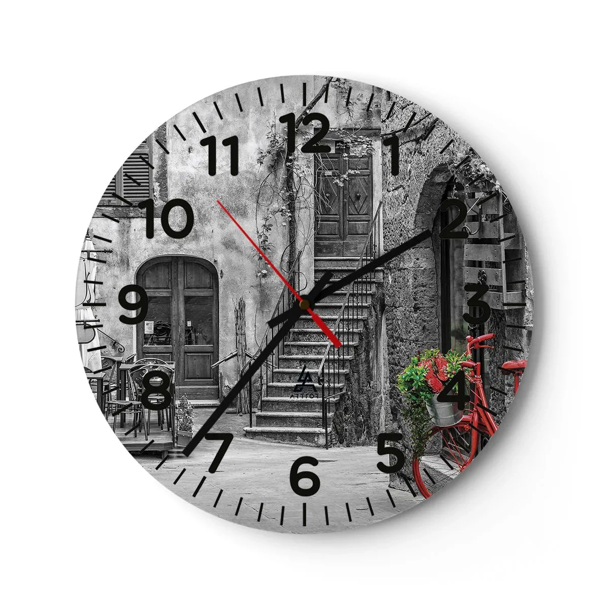Wall clock - Clock on glass - Tuscan Alley - 40x40 cm