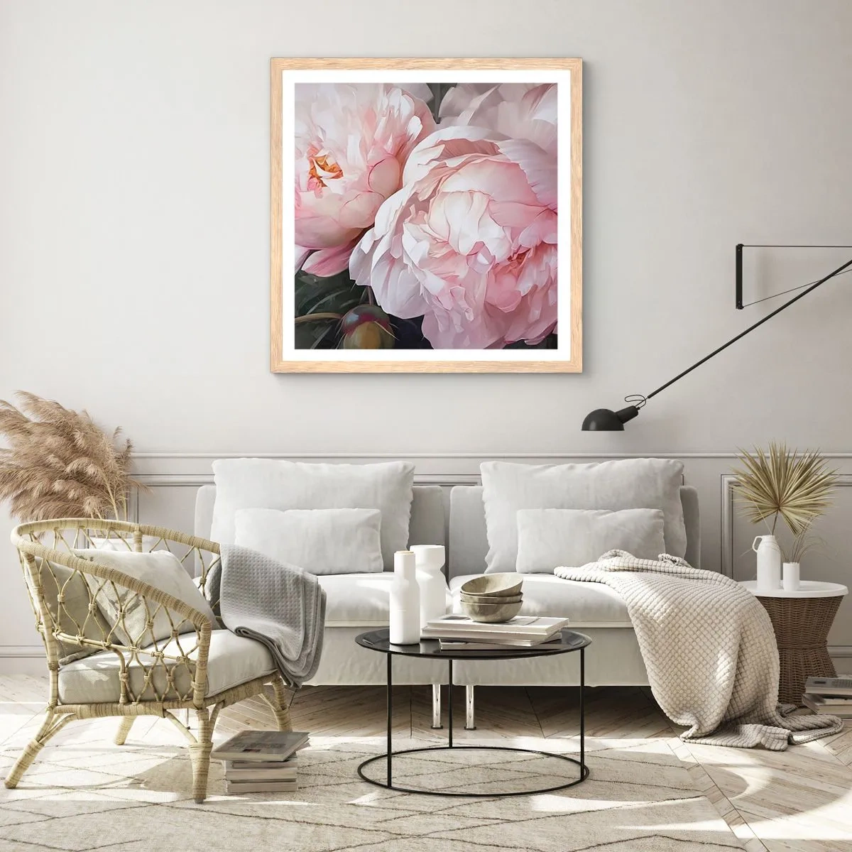 Poster in light oak frame - Captured in Full Bloom - 40x40 cm