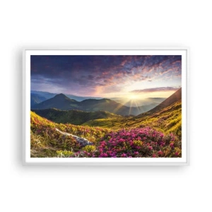 Poster in white frmae - Freshness of Mountain Morning - 100x70 cm