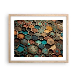 Poster in light oak frame - Arabic Ornaments - Variation - 50x40 cm