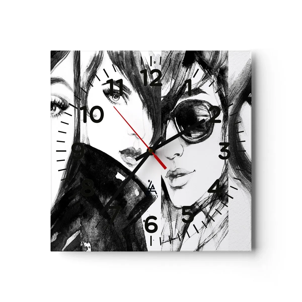 Wall clock - Clock on glass - Beauty Multiplied - 30x30 cm