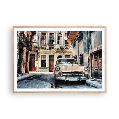 Poster in light oak frame - Siesta in Havana - 100x70 cm