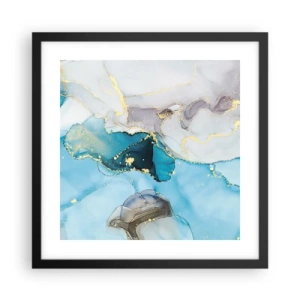 Poster in black frame - Study in Grey and  Turquoise Encounter - 40x40 cm