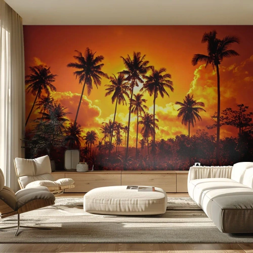 Custom Wallpaper Premium Sand - Blazing Sun - Palm trees, Tropics, Sun