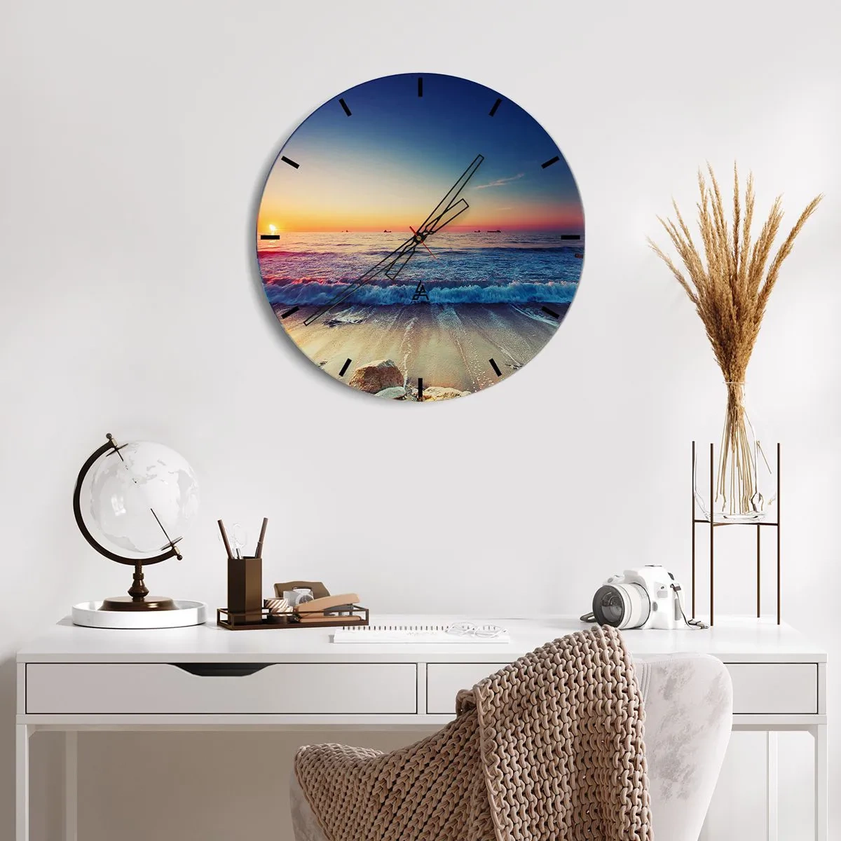 Wall clock - Clock on glass - What Is behind the Horizon? - 30x30 cm
