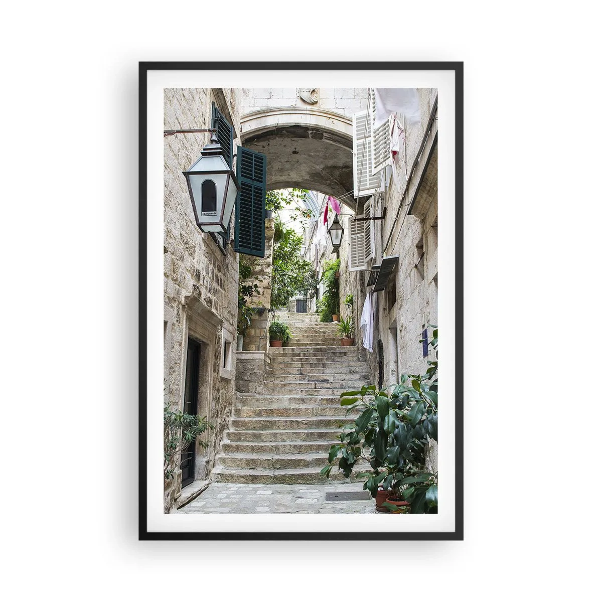 Poster in black frame - Charming Alley - 61x91 cm
