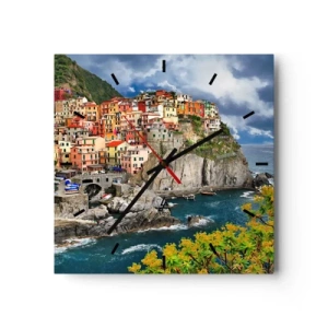 Wall clock - Clock on glass - Hugging the Rocks - 40x40 cm