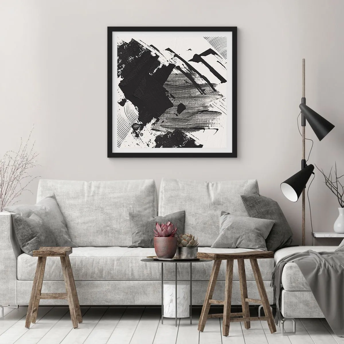 Poster in black frame - Abstract - Expression of Black - 50x50 cm