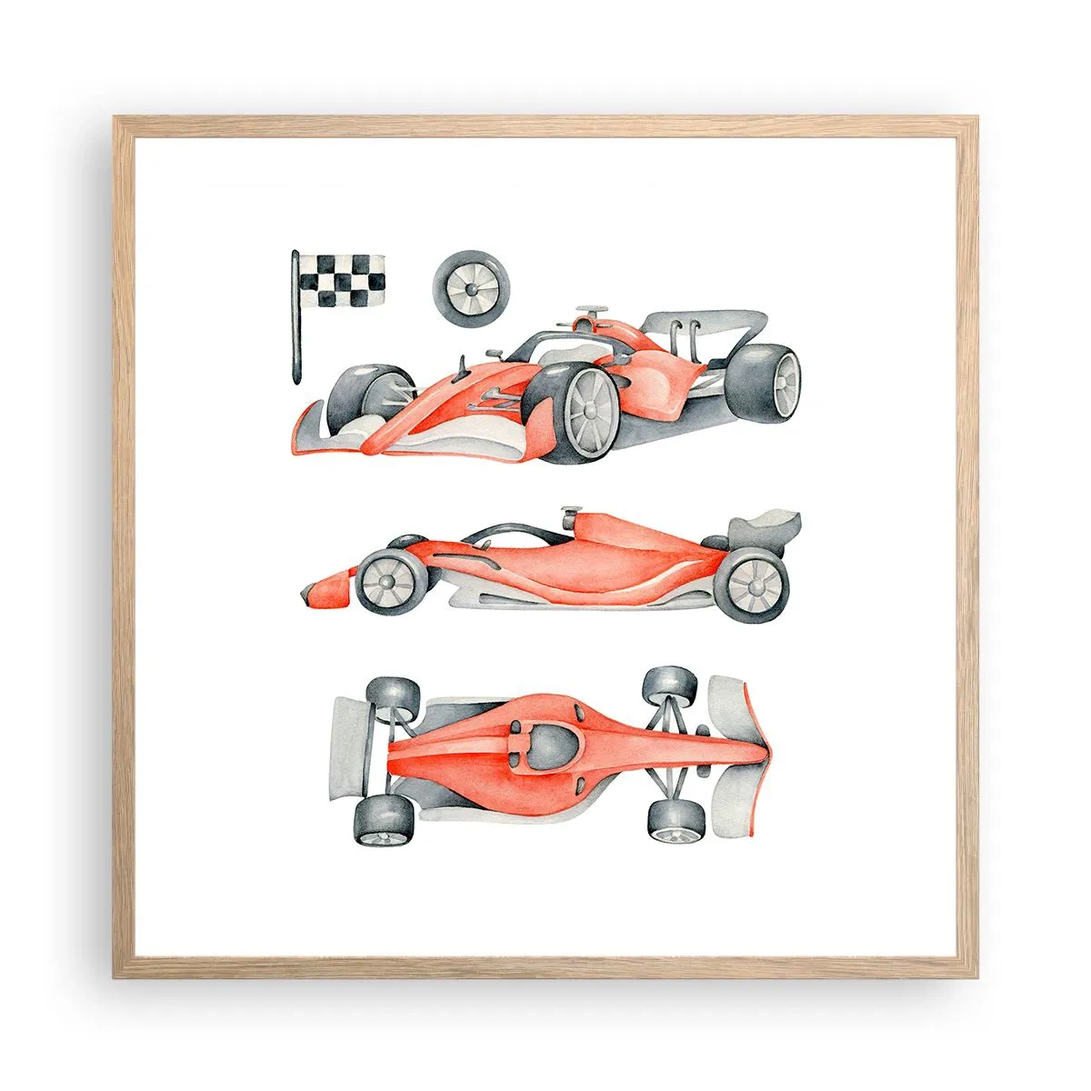 Poster in light oak frame - Race for the Dreams - 60x60 cm