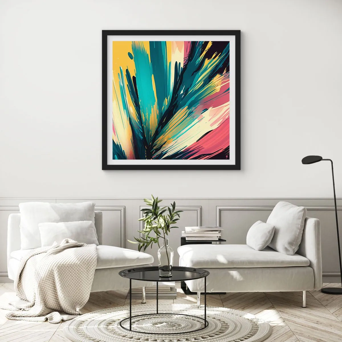Poster in black frame - Composition -Explosion of Joy - 30x30 cm