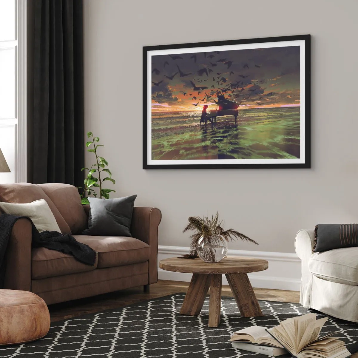 Poster in black frame - Concert for Piano and Waves - 100x70 cm