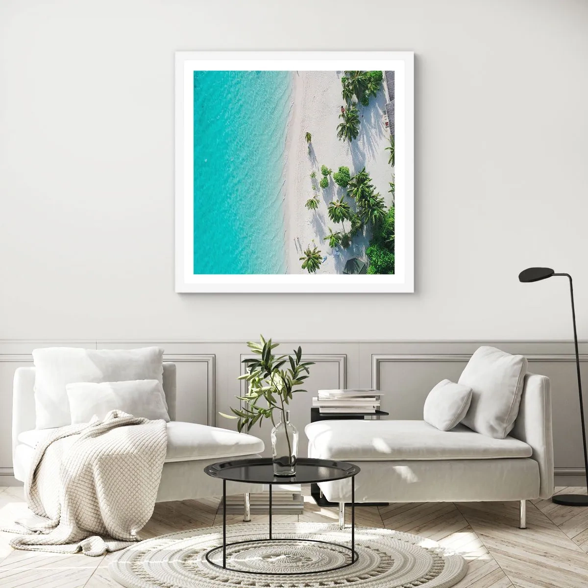 Poster in white frmae - Holidays in Paradise - 30x30 cm