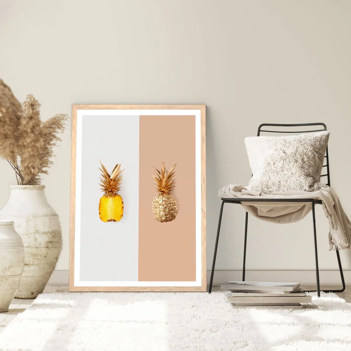 Poster in light oak frame - Pineapple for Us - 70x100 cm