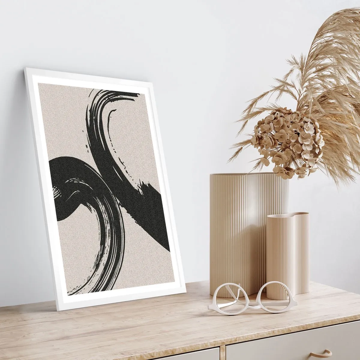 Poster in white frmae - With Big Circural Strokes - 61x91 cm