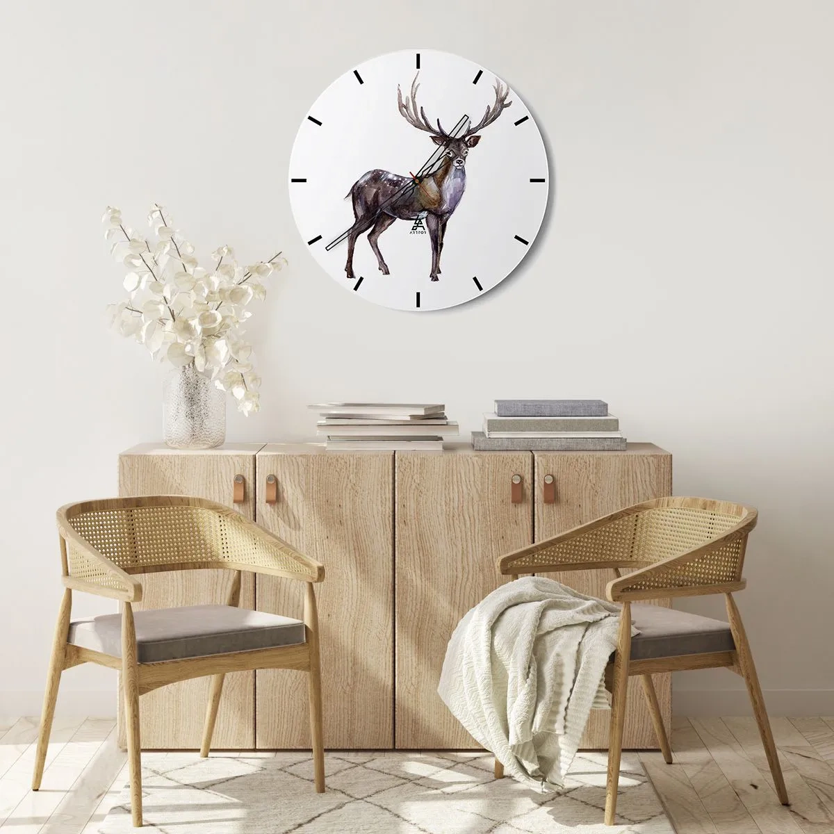 Wall clock - Clock on glass - King of Northern Forest - 40x40 cm