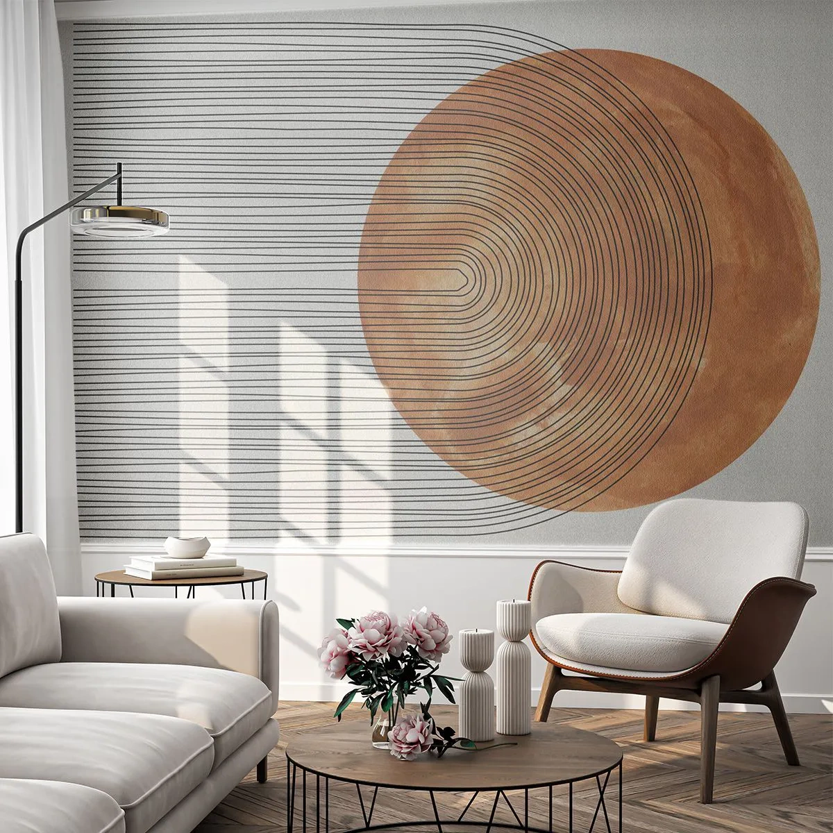 Custom Wallpaper Standard Eco - Sunny Composition - Boho, Sun, Minimalism