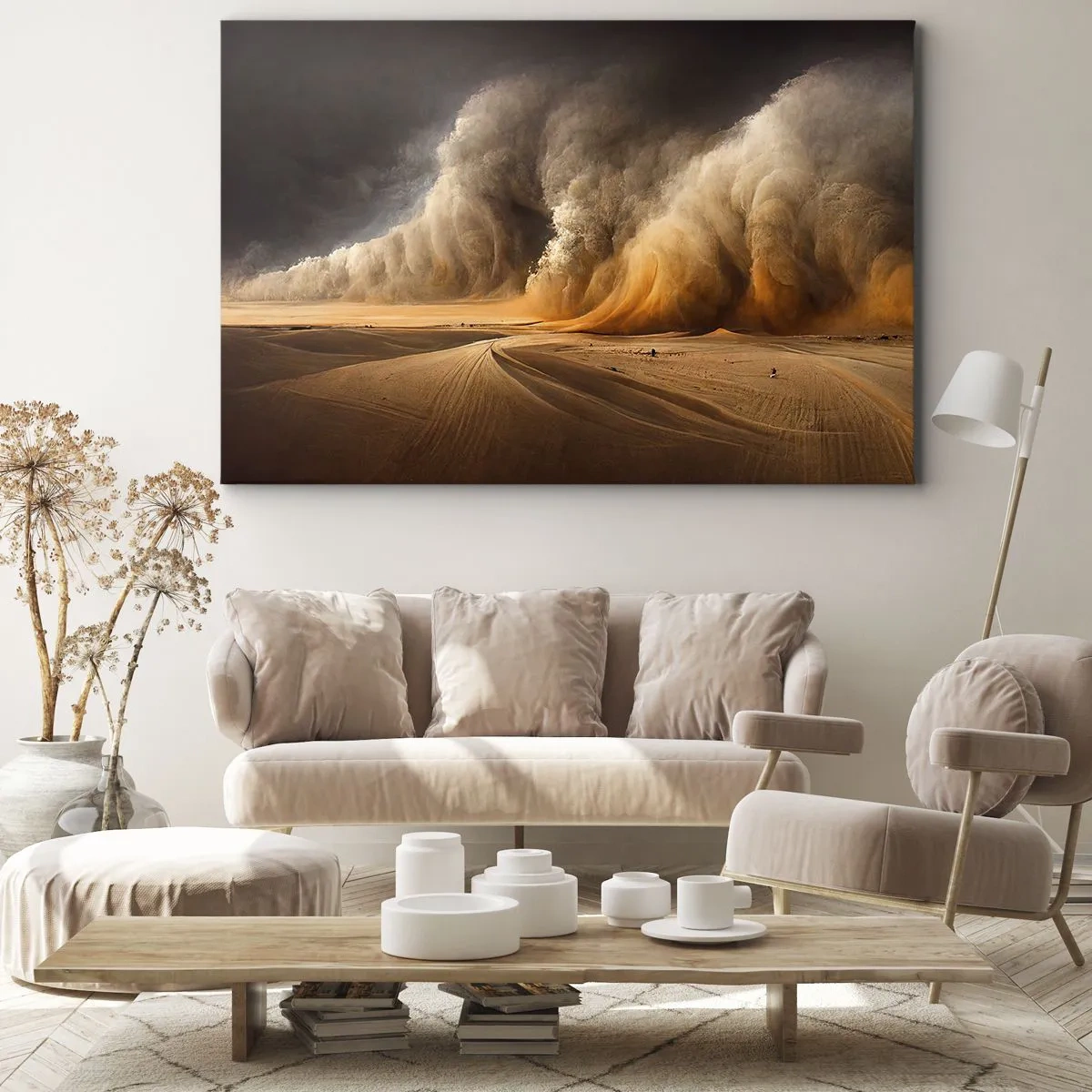 Canvas picture - Impressive sandstorm in the desert - 70x50cm - Rage of the Desert - Modern wall decoration for the living room and bedroom ARTTOR