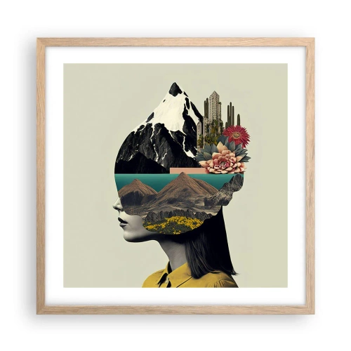 Poster in light oak frame - Woman - Always a Mystery - 50x50 cm