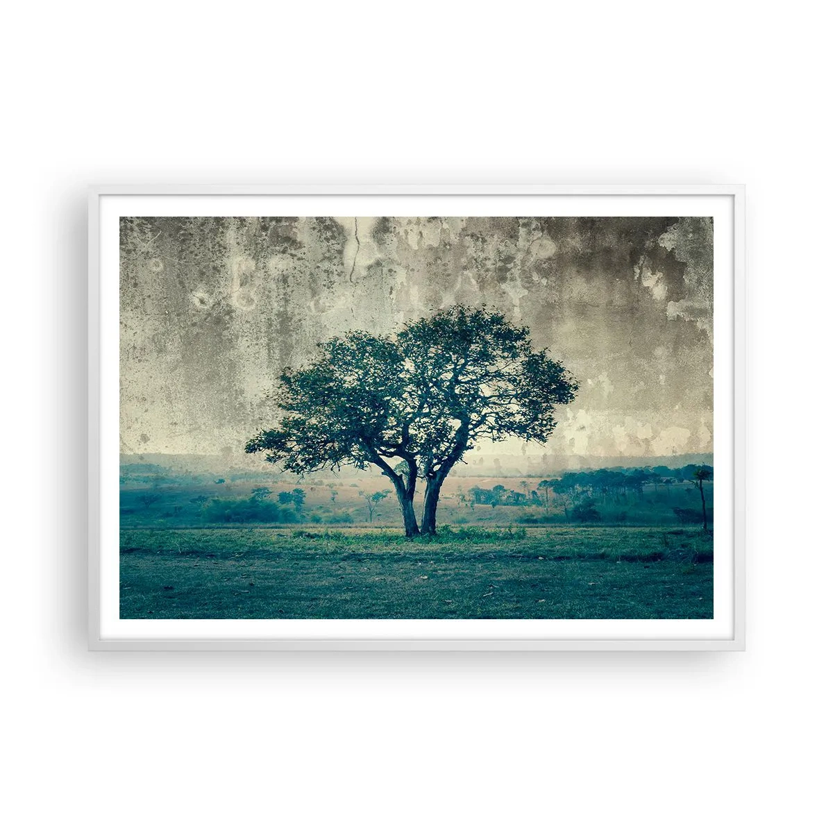 Poster in white frmae - Apple Tree in Blue? - 100x70 cm