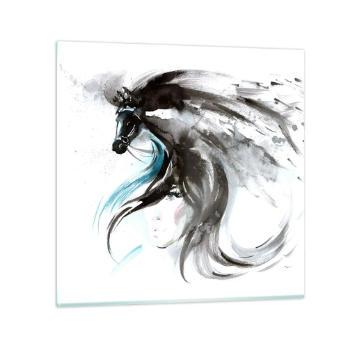 Glass picture - Gallop of a Black Prince - 50x50 cm