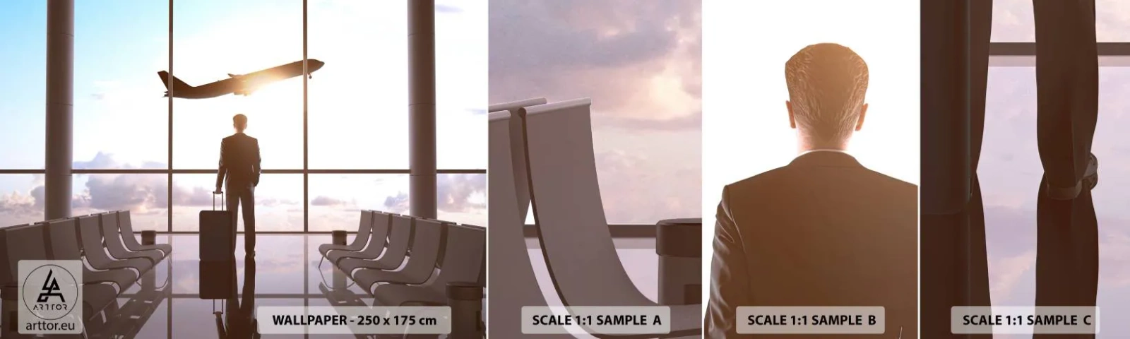 Photo Wallpaper Sample Self-Adhesive Deluxe Sticker - You Have Time, Slow Down - Airport, Plane, Travels - 100x30 cm