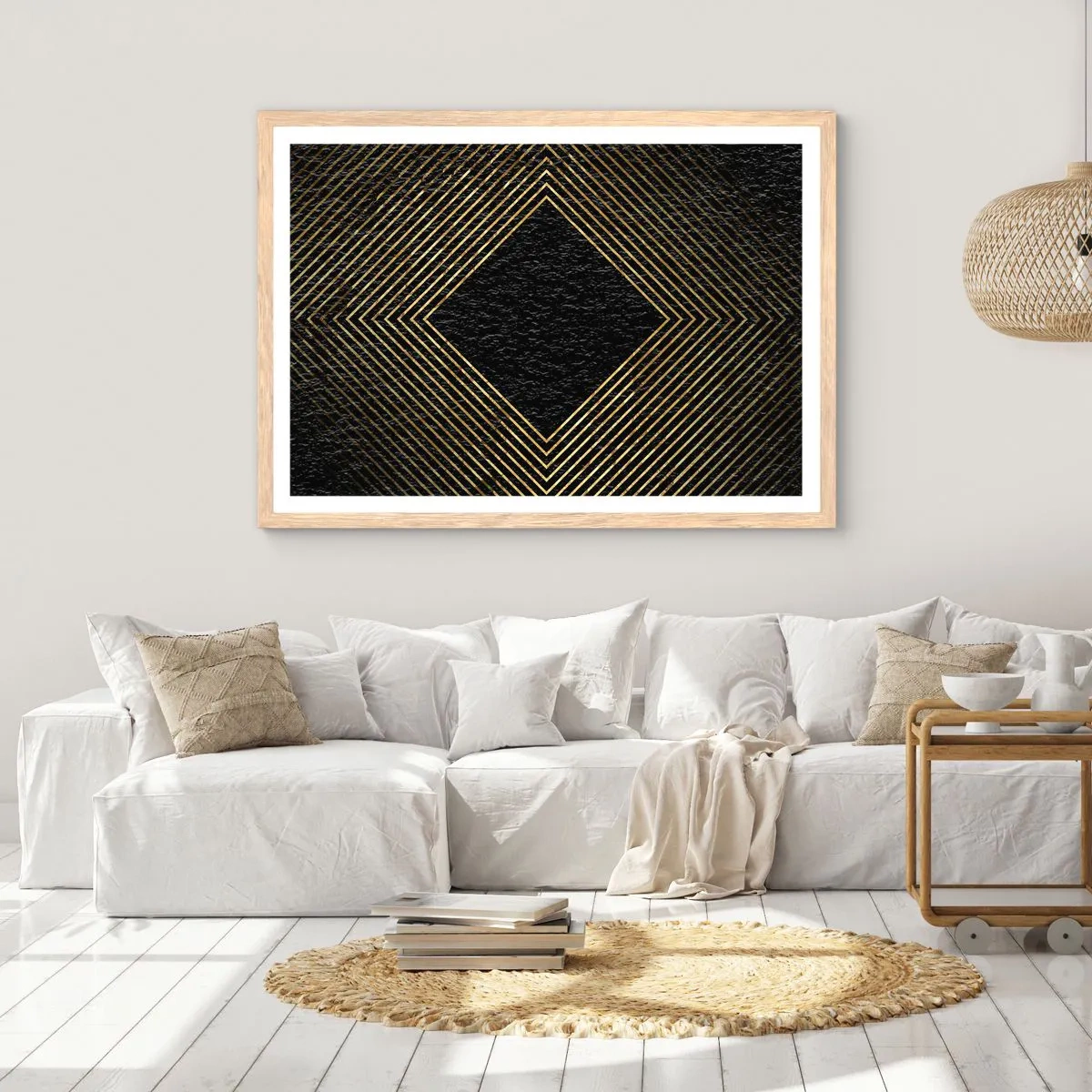 Poster in light oak frame - Geometry Glamour Style - 50x40 cm