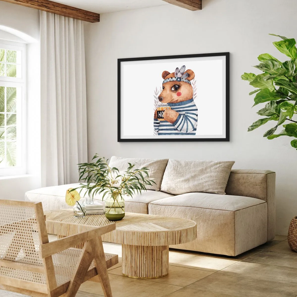 Poster in black frame - Sweet Lady Bear - 91x61 cm