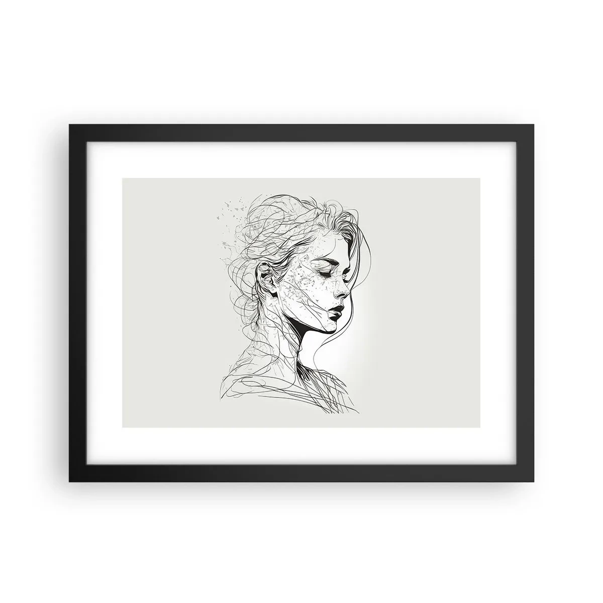 Poster in black frame - Portrait in Thoughts - 40x30 cm