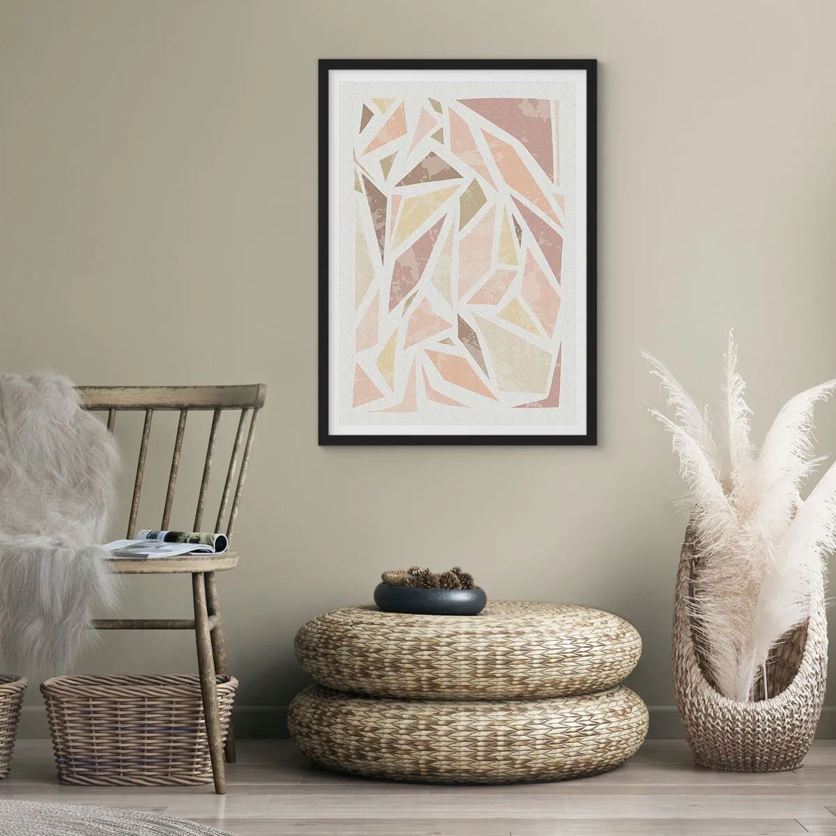 Poster in black frame - Stained Glass Composition - 61x91 cm