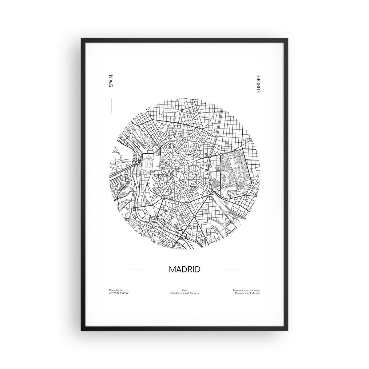 Poster in black frame - Anatomy of Madrid - 70x100 cm