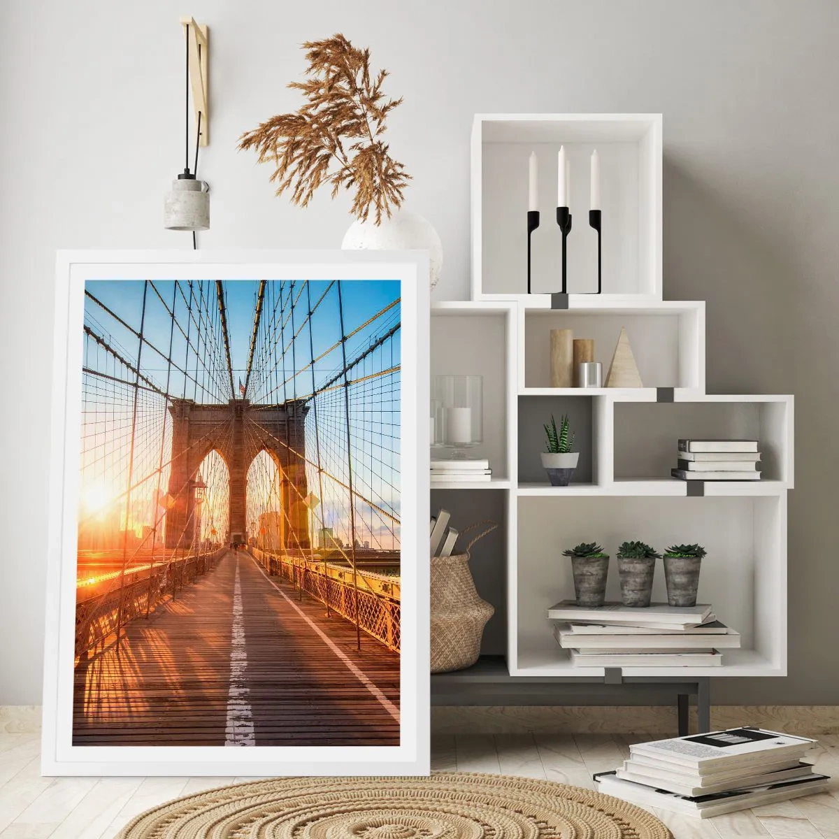 Poster in white frmae - On a Golden Bridge - 50x70 cm
