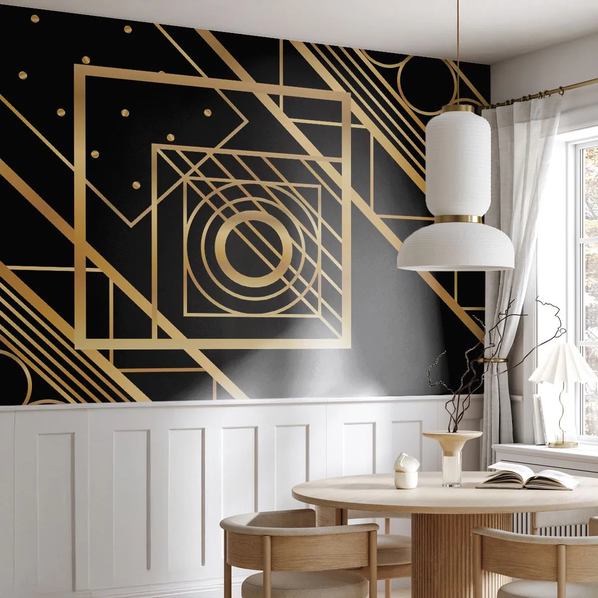 Photo Wallpaper Standard Eco - Golden Geometry - Abstraction, Piece, Graphics - 500x350 cm