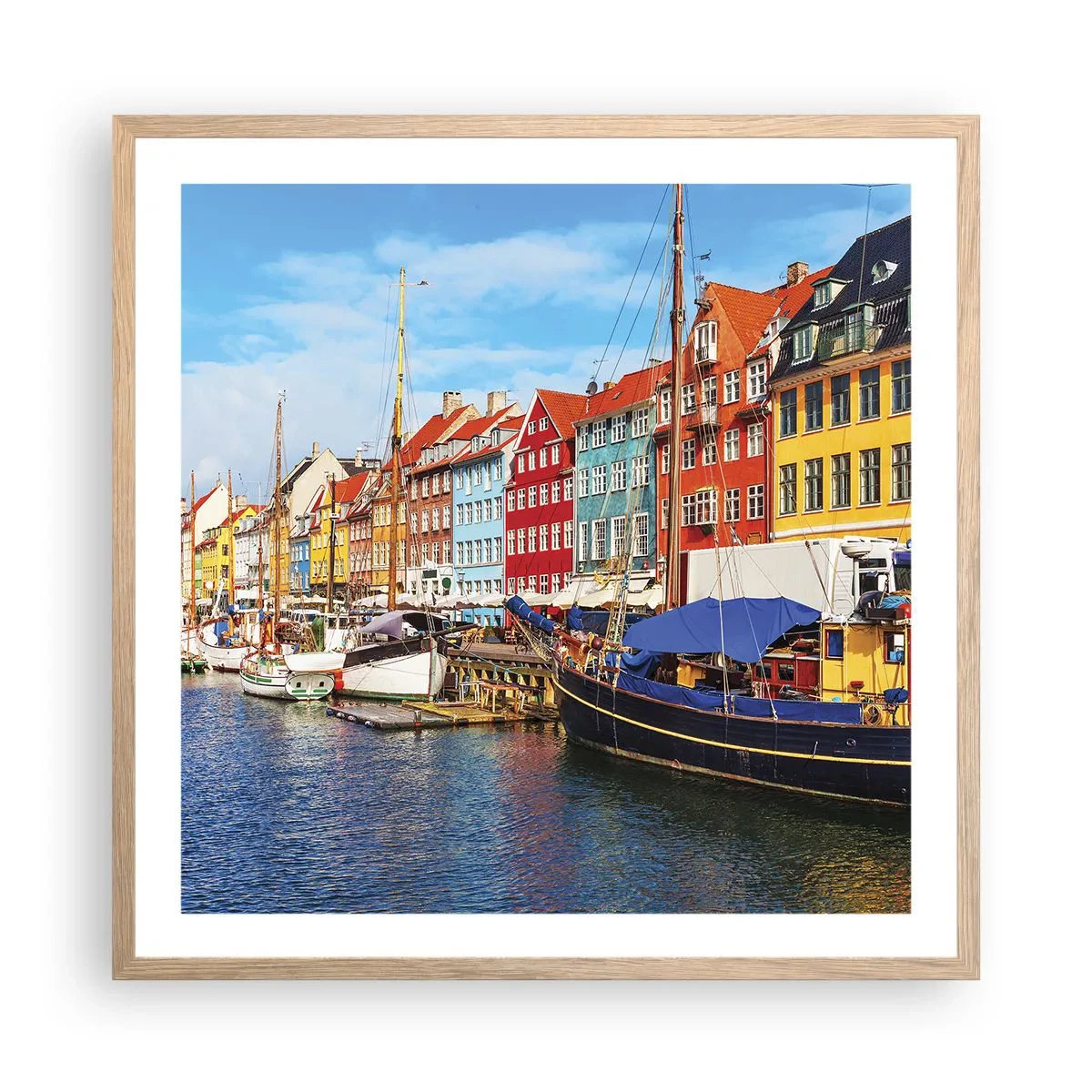 Poster in light oak frame - Joyful Coast - 60x60 cm