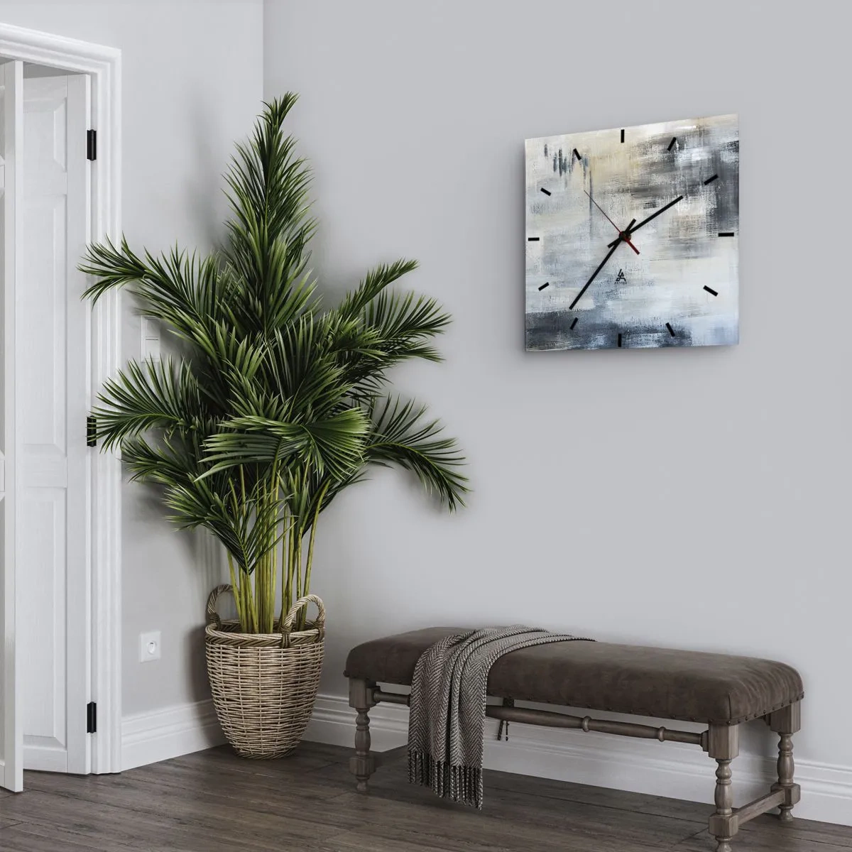 Wall clock - Clock on glass - Behind the Curtain of Blue - 40x40 cm