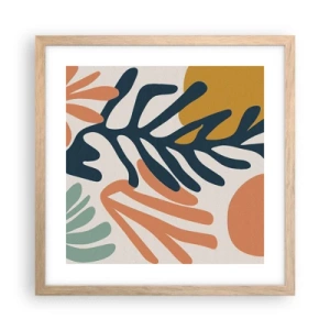 Poster in light oak frame - Coral Sea - 40x40 cm