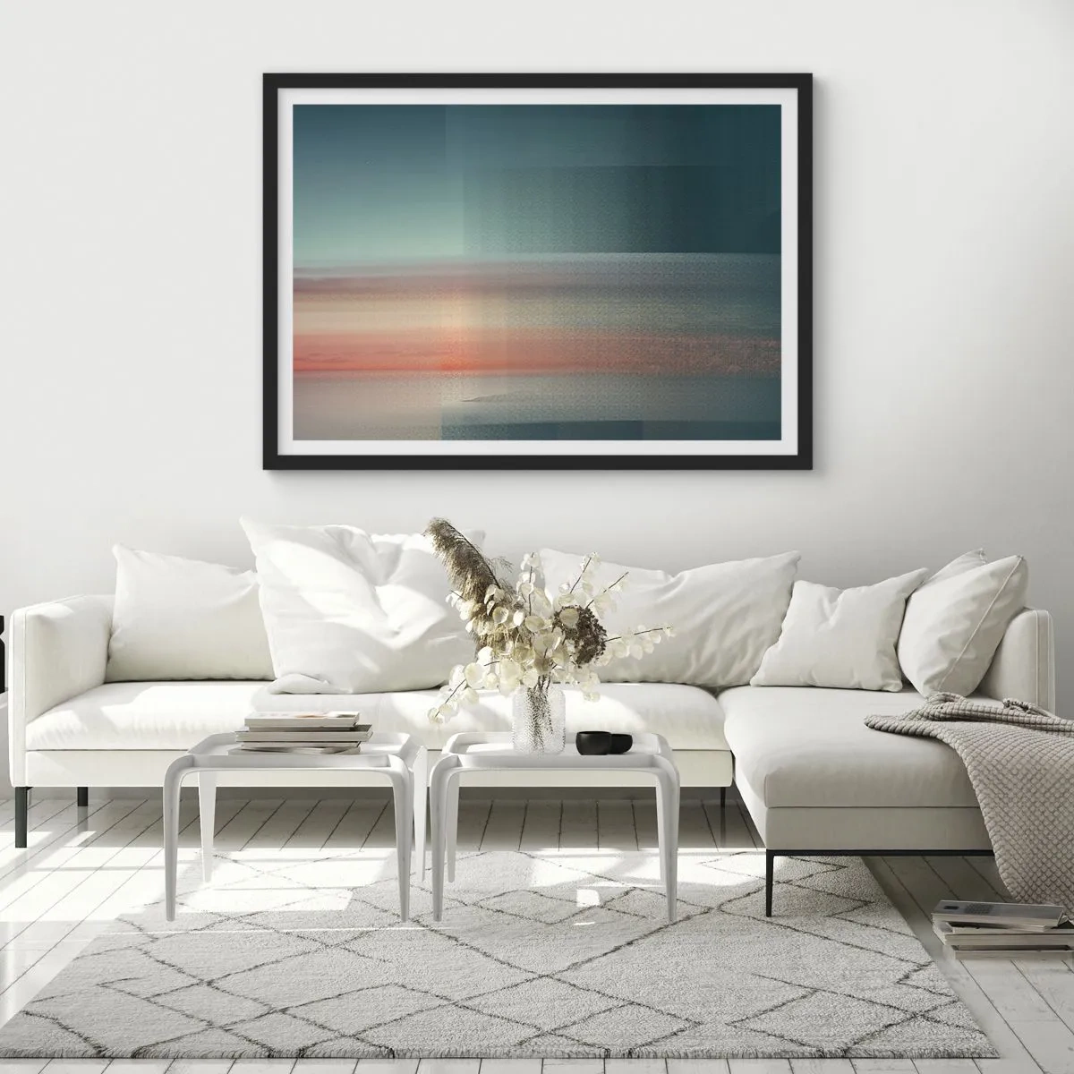 Poster in black frame - Abstract: Light Waves - 70x50 cm
