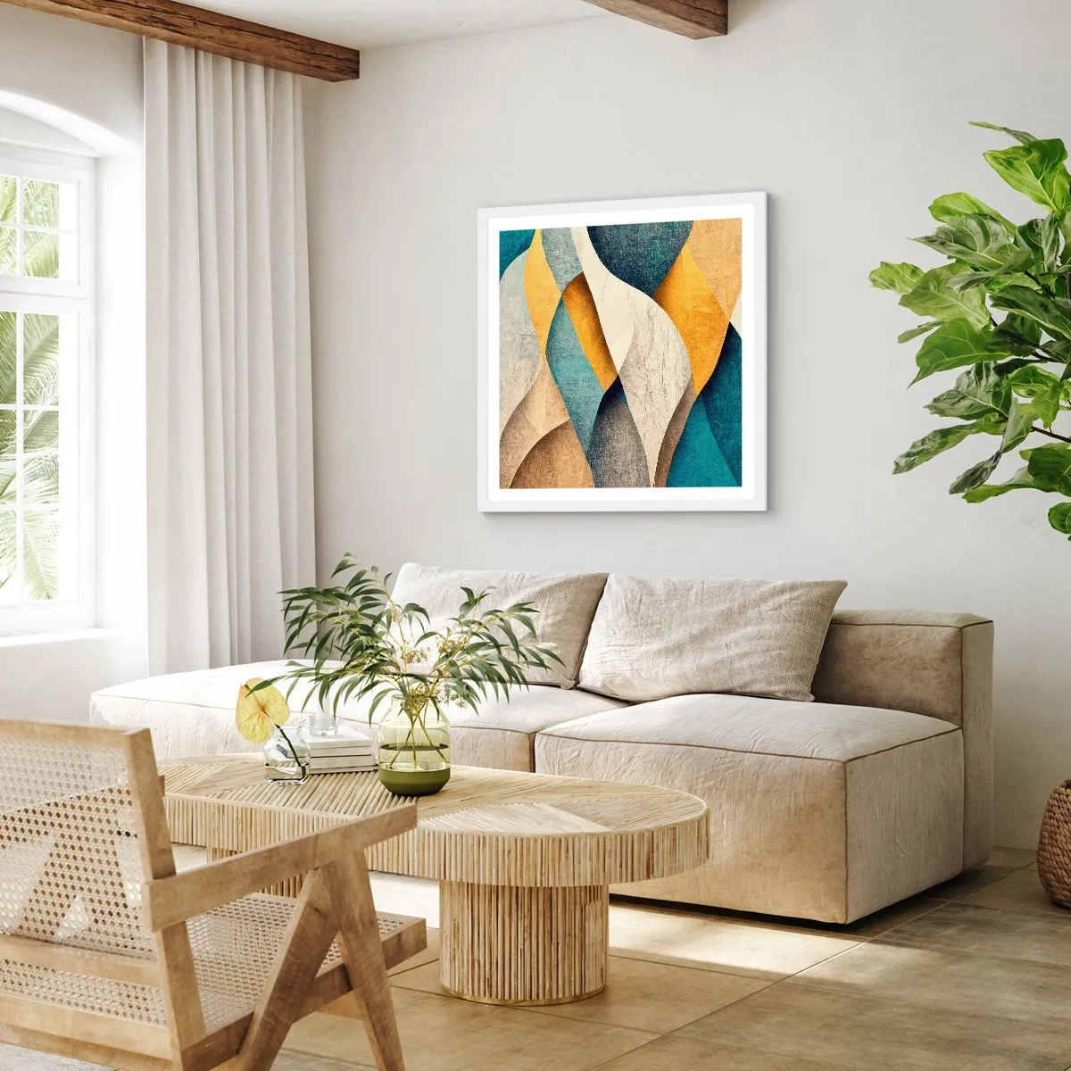 Poster in white frmae - Rhythm and Undulation - 60x60 cm