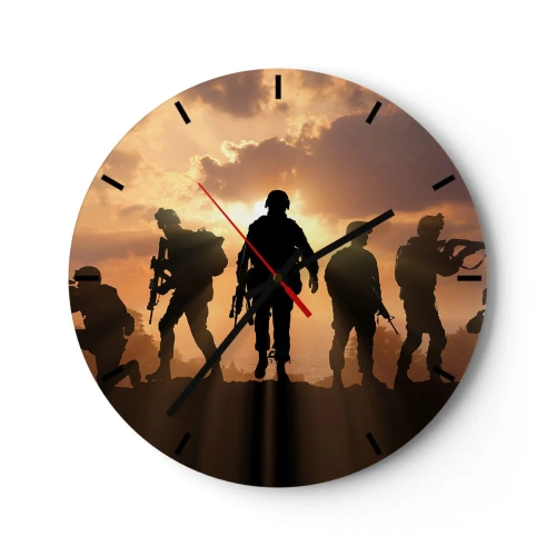 Wall clock - Clock on glass - Brothers In Arms - 40x40 cm