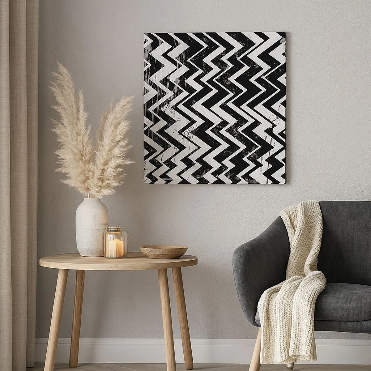 Canvas picture - Zig-White Zag-Black - 30x30 cm