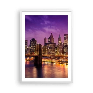Poster in white frmae - Violet and Gold Manhattan - 50x70 cm