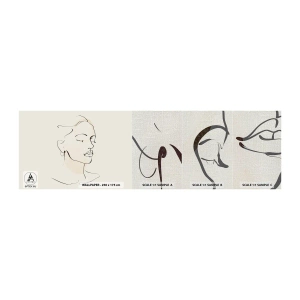 Photo Wallpaper Sample Premium Canvas - With a Decisive Line - Abstraction, Woman's Face, Lineart - 100x30 cm