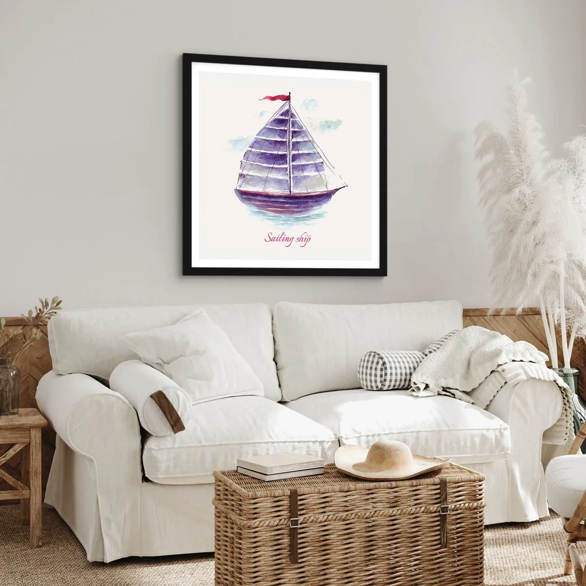 Poster in black frame - Full Sails And Calm Waters - 30x30 cm