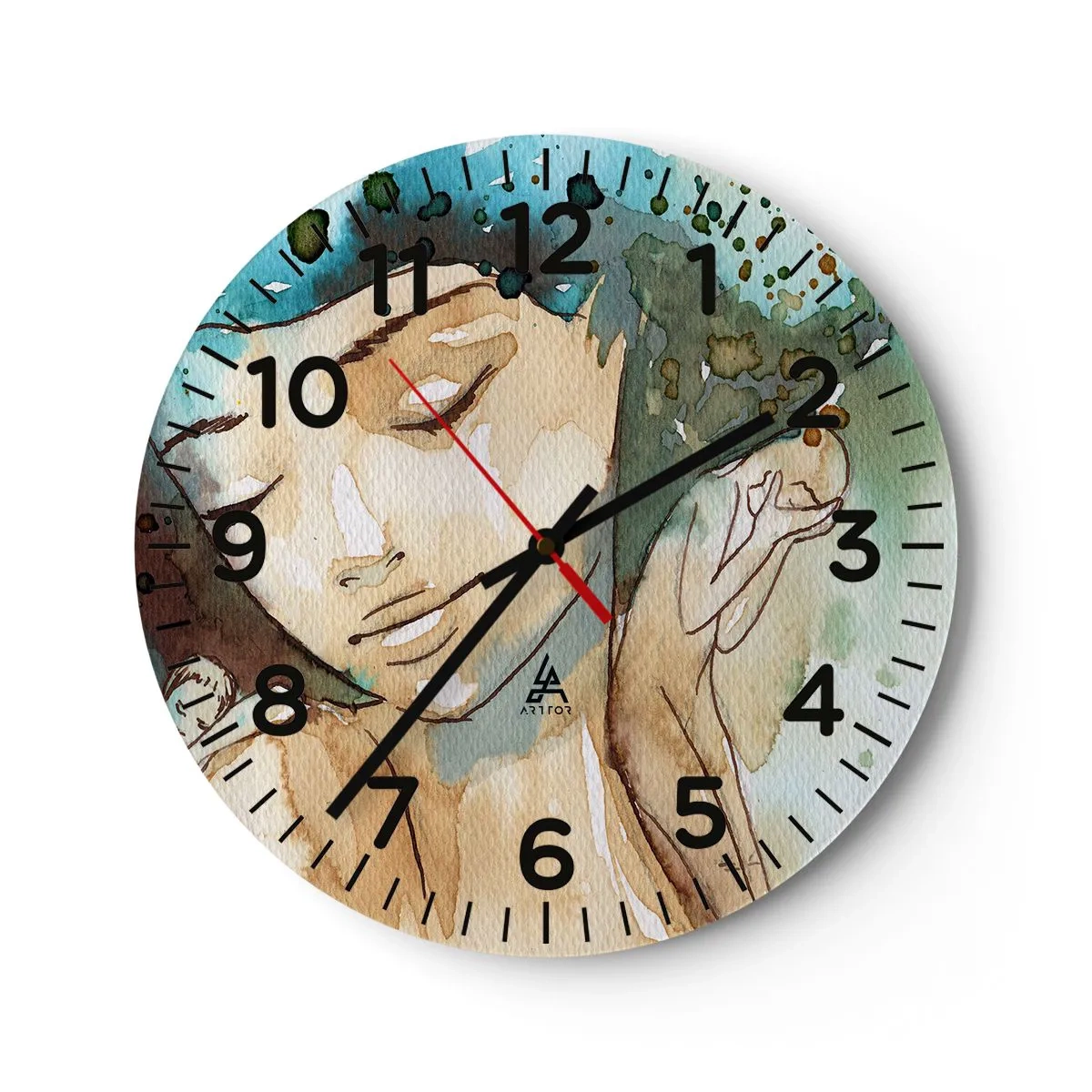 Wall clock - Clock on glass - Lady in Blue - 30x30 cm