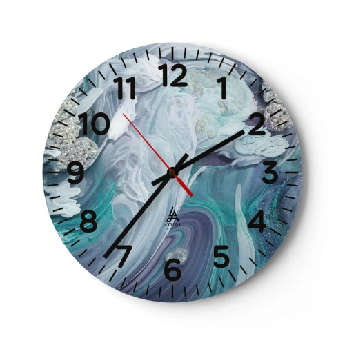 Wall clock - Clock on glass - Currents of Blue - 30x30 cm